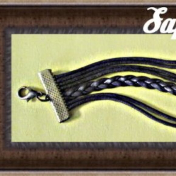 Multi-Layered Brown Leather Bracelet With Braid Hearts Love & Infinity Charms - Picture 2 of 3